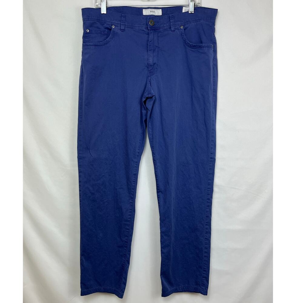 Brax Men 38 x 29 Blue Cadiz Straight Fit Travel Casual Chino Athleisure Pants
